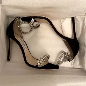 シューズ・サンダルその他 JIMMY CHOO Woman Pumps Black VERITY95GKO BLACK/CRYSTAL Verity 95 | Black Satin Pumps | JIMMY CHOO